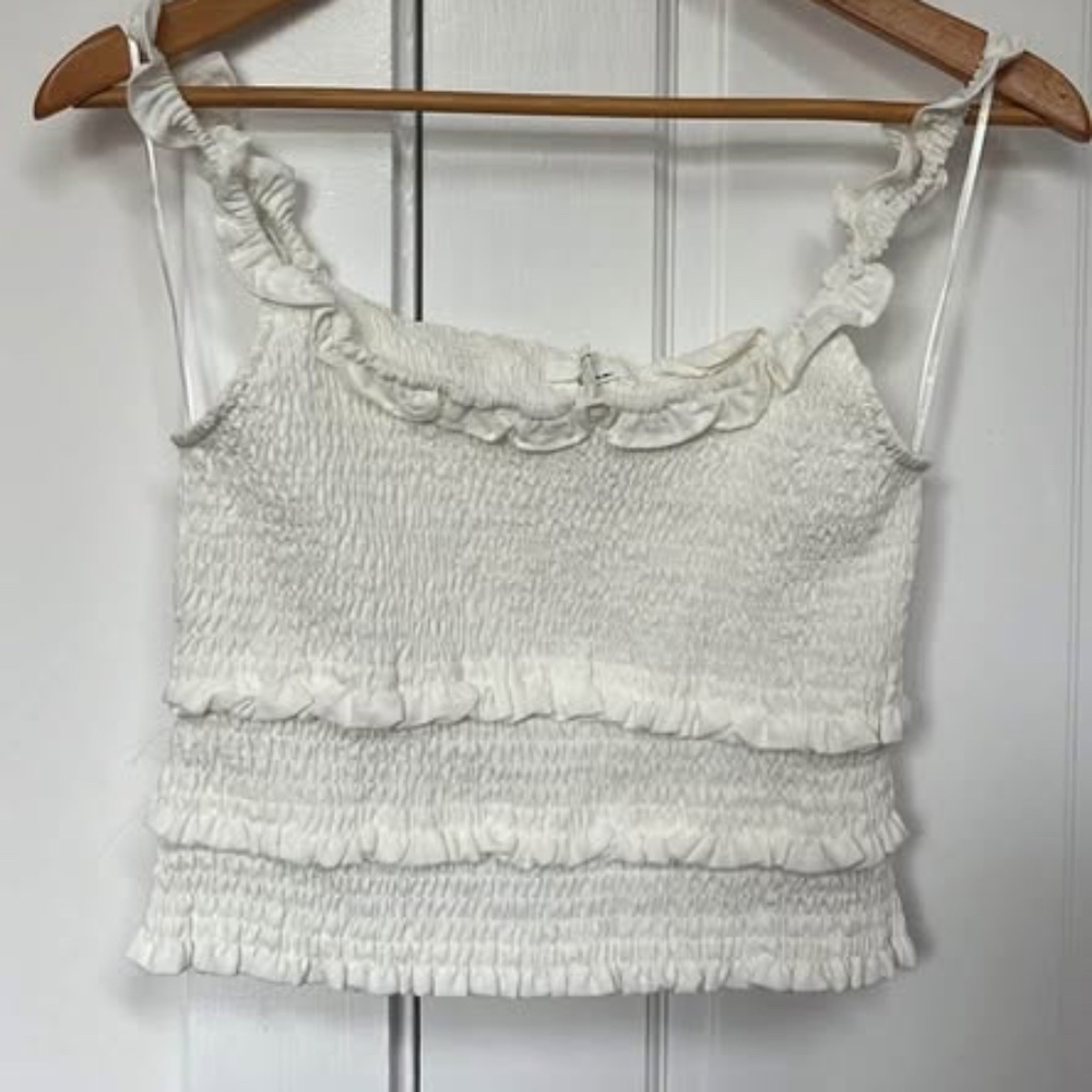 White Crinkle Tank Top